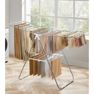 SONGMICS Clothes Drying Rack, with Sock Clips, Metal Laundry Rack, Foldable @ Amazon