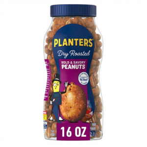 Planters Dry Roasted Bold & Savory Peanuts, Party Snacks, Plant-Based Protein, 16 Oz Jar @ Amazon