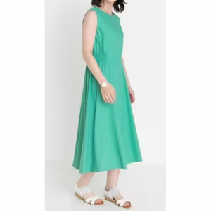 麻混美シルエットワンピース