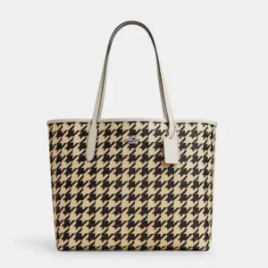 60% Off Coach City Tote With Houndstooth Print @ Coach Outlet