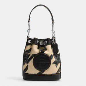 60% Off Coach Mini Dempsey Bucket Bag With Houndstooth Print And Patch