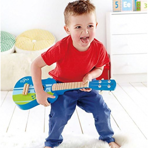 Hape Kid's Wooden Toy Ukulele in Blue, L: 21.9, W: 8.1, H: 3 inch @ Amazon