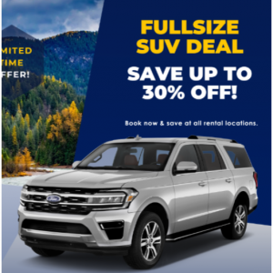 Save up to 30% on fullsize SUVs @Fox Rent A Car