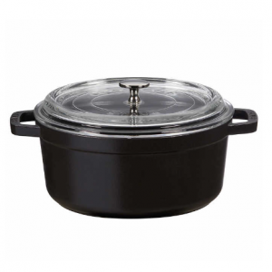 史低价：Staub 圆形玻璃盖珐琅铸铁荷兰锅 4夸脱 黑色 @ Costco