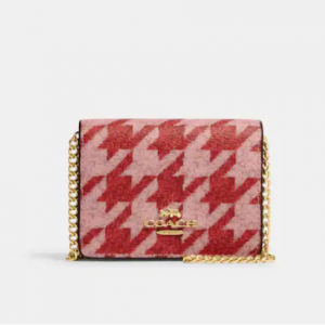 60% Off Coach Mini Wallet On A Chain With Houndstooth Print @ Coach Outlet