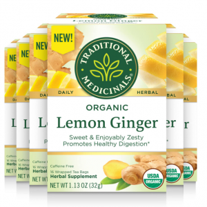 Traditional Medicinals Organic Lemon Ginger Herbal Tea, 16 Count (Pack of 6) @ Amazon