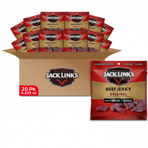 Jack Link's Beef Jerky, Original, Multipack Bags - 0.625 oz (Pack of 20) @ Amazon