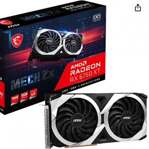 MSI Gaming Radeon RX 6750 XT 192-bit 12GB GDDR6 Graphics Card for $369.99 @Amazon