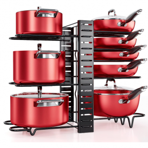 MUDEELA Pots and Pans Organizer for Cabinet 8-Tier Pan Organizer Rack for Cabinet @ Amazon