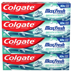 Colgate Max Fresh Toothpaste, Whitening Toothpaste, 4 Pack, 6.3 Oz Tubes @ Amazon