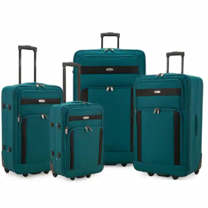 ELITE LUGGAGE 雪松 4 件套青色软质轻质拉杆行李箱套装