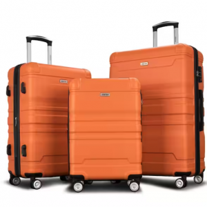 Merax 橙色轻型 3件套可扩展 ABS 硬壳万向行李箱套装带 TSA 锁