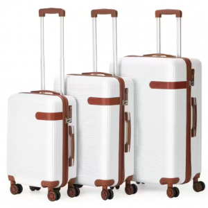 HIKOLAYAE Catalina Waves 白色嵌套式硬质行李箱套装，3 件套 - 符合 TSA 标准