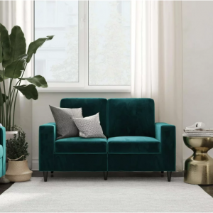 DHP Cooper Loveseat 2 Seater Sofa, Gray Linen/Green Velvet @ Walmart