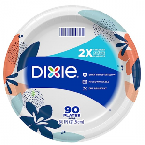 Dixie Paper Plates, 8 1/2 inch, Dinner Size Printed Disposable Plate, 90 Count @ Amazon
