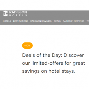 Up to 40% on selected rooms @ Radisson Hotels