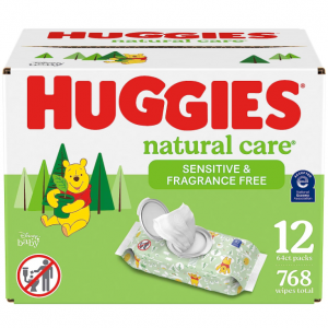 Huggies Natural Care Sensitive Baby Wipes, Unscented, 12 Flip-Top Packs (768 Wipes Total) @ Amazon