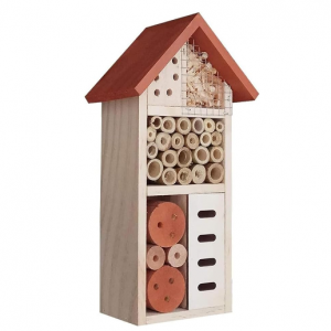 FUNPENY Wooden Insect House, Insect Hotel with Brush for Butterfly, Bees and Ladybugs @ Amazon