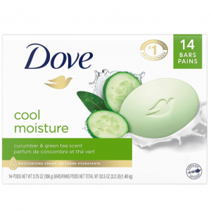 Dove Skin Care Beauty Bar For Softer Skin Cucumber and Green Tea 3.75 oz, 14 Bars @ Amazon