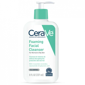 CeraVe Foaming Facial Cleanser, Daily Face Wash for Normal to Oily Skin 8floz @ Walmart