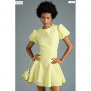 Maeve Puff-Sleeve Pleated Dress