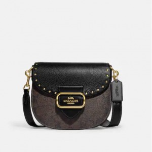 71% Off Coach Morgan Saddle Bag In Colorblock Signature Canvas With Rivets