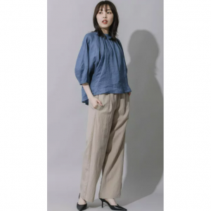 Munich (ミューニック) 60sライトフレンチリネンギャザーブラウス