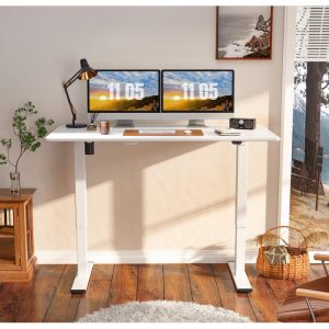 FLEXISPOT EC1 Electric White Standing Desk Whole Piece 55 x 28 Inch @ Amazon