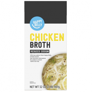 Happy Belly Reduced Sodium Chicken Broth, 32 Ounce @ Amazon