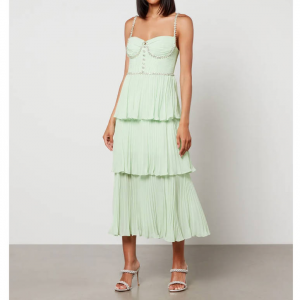 Self-Portrait Embellished Pleated Chiffon 连衣裙