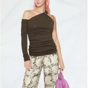 NANUSHKA 垂坠领平纹针织裹身式上衣