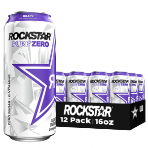 Rockstar Pure Zero Energy Drink, Grape, 0 Sugar, 16oz Cans (12 Pack) @ Amazon