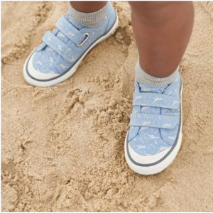 57% Off Jurassic Pale blue dino print riptape canvas @ Startrite Shoes