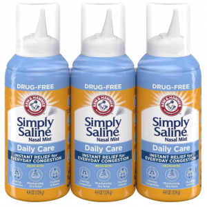 Arm & Hammer Simply Saline Daily Care Nasal Mist 4.4oz, Saline Nasal Spray, 3-Pack @ Amazon