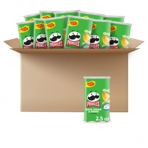 Pringles Potato Crisps Chips, Lunch Snacks, Sour Cream and Onion (12 Cans) @ Amazon