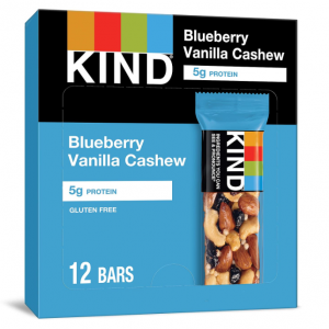 KIND Bars, Blueberry Vanilla Cashew, Healthy Snacks, Gluten Free, 5g Protein, 12 Count @ Amazon
