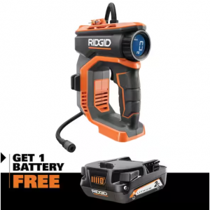 RIDGID 18V 无绳数显 电动充气泵+2.0 Ah电池组合 @ Home Depot
