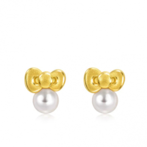 Chow Sang Sang Sanrio characters Hello Kitty' 999 Gold Bowtie Earrings