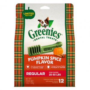 Greenies Pumpkin Spice Flavor Dental Dog Treats, Regular, 12 count @ Chewy