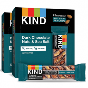 KIND Bars, Dark Chocolate Nuts & Sea Salt, Low Sugar, 6g Protein, 24 Count @ Amazon