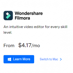 Wondershare Filmora動画編集個人で利用1年間プランはUS$49.99/Year、20％オフ永久ライセンス