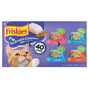 Purina Friskies Wet Cat Food Pate Variety Pack Seafood And Chicken Pate Favorites,(40) 5.5 oz. Can