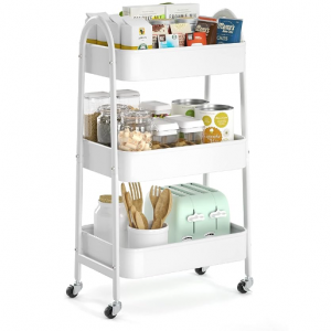 EAGMAK 3 Tier Utility Rolling Cart with Handle and Lockable Wheels @ Amazon