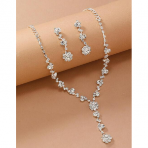 水钻项链耳环3件套
