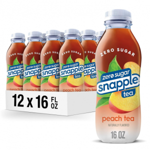 Snapple Zero Sugar Peach Tea, 16 fl oz recycled plastic bottle, Pack of 12 @ Amazon