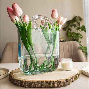 OLEEK 手提包造型10英寸玻璃花瓶 绿色