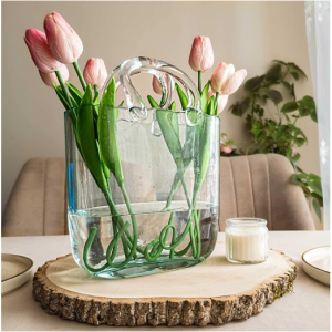 OLEEK 手提包造型10英寸玻璃花瓶 蓝色