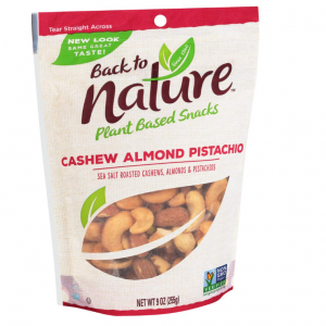 Back To Nature Non-GMO Trail Mix, Cashew Almond Pistachio Blend, 9 Ounce @ Amazon