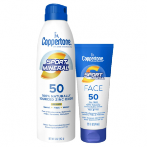 Coppertone SPORT Sunscreen Spray SPF 50 + Zinc Oxide Mineral Face Sunscreen SPF 50