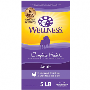 Wellness Complete Health Dry Dog Food with Grains (Chicken & Oatmeal, 5-Pound Bag) @ Amazon